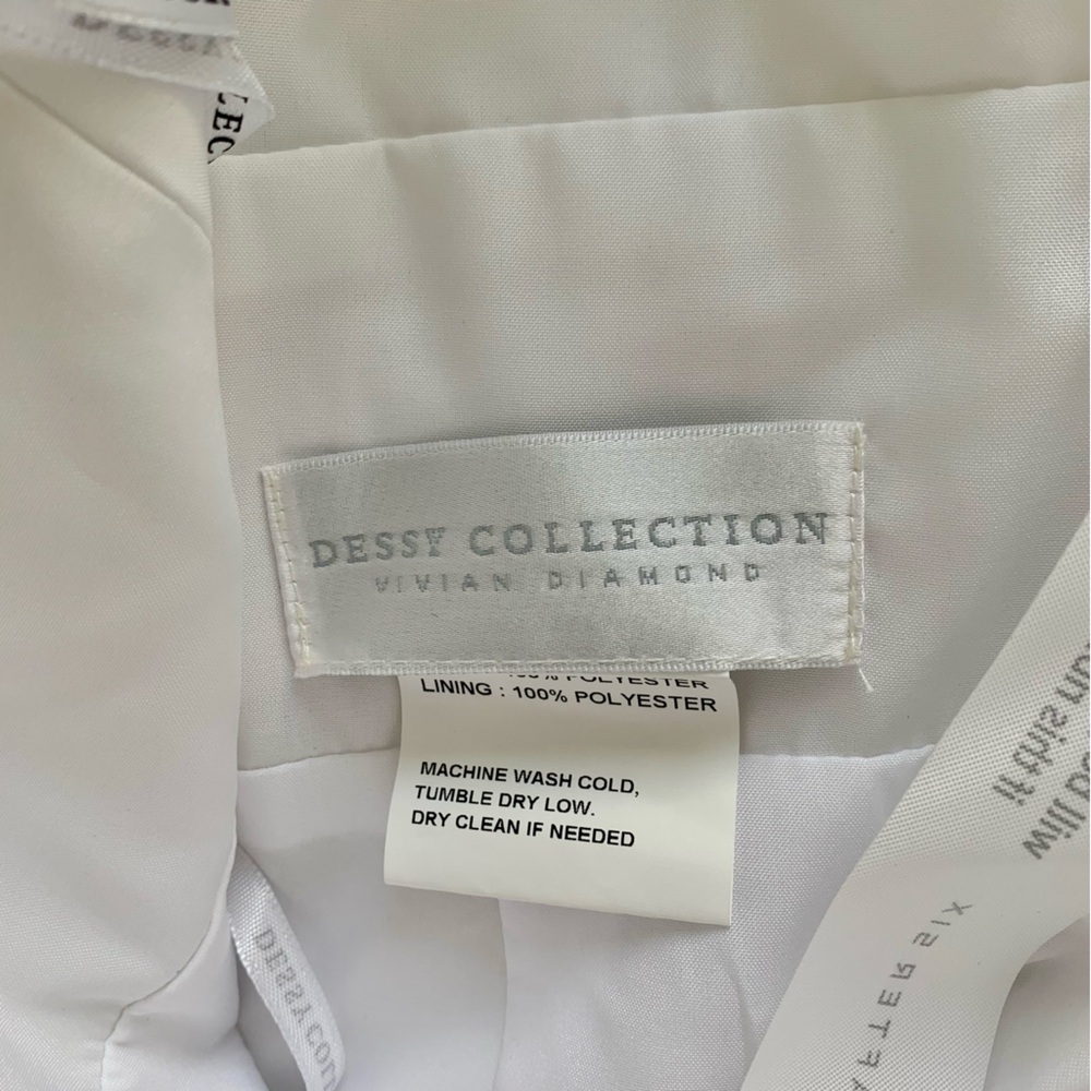 Dessy Collection White Mini Dress with Shoulder Bow NWT Size 0 - Picture 6 of 7